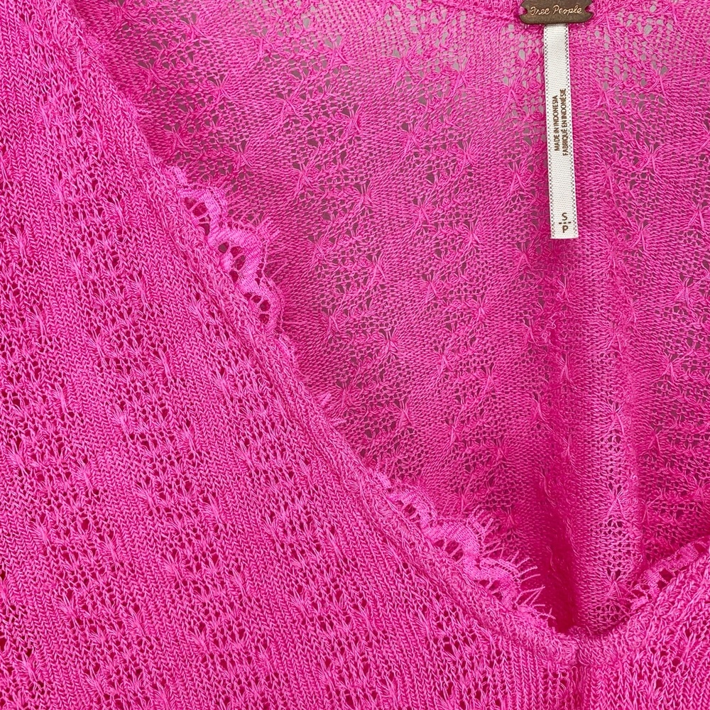 FREE PEOPLE Dream Girl V-Neck Pink Top Small - Picture 6 of 8